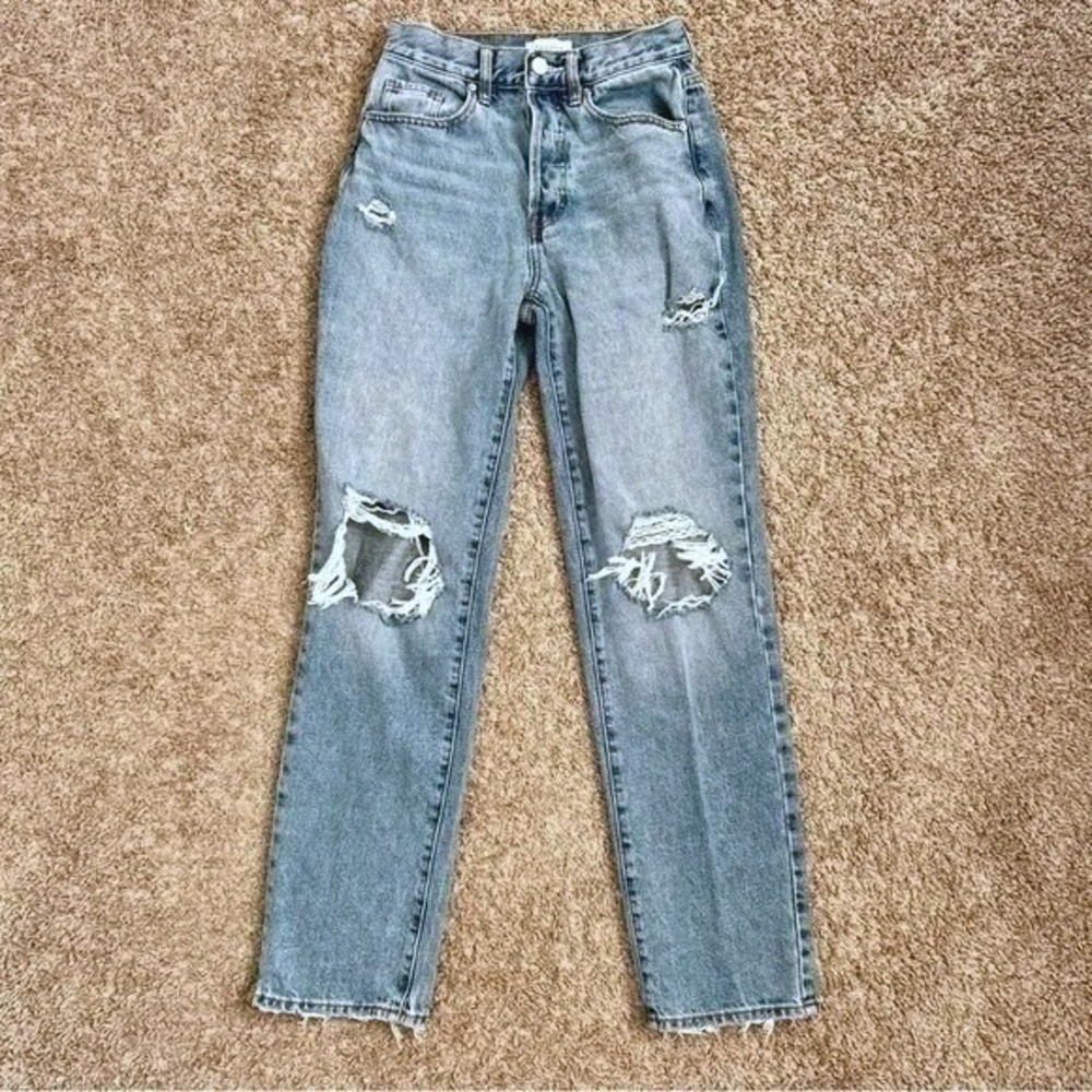 PacSun I Womens Distressed Dad Jeans I Size 24 I Light Wash I Straight Leg